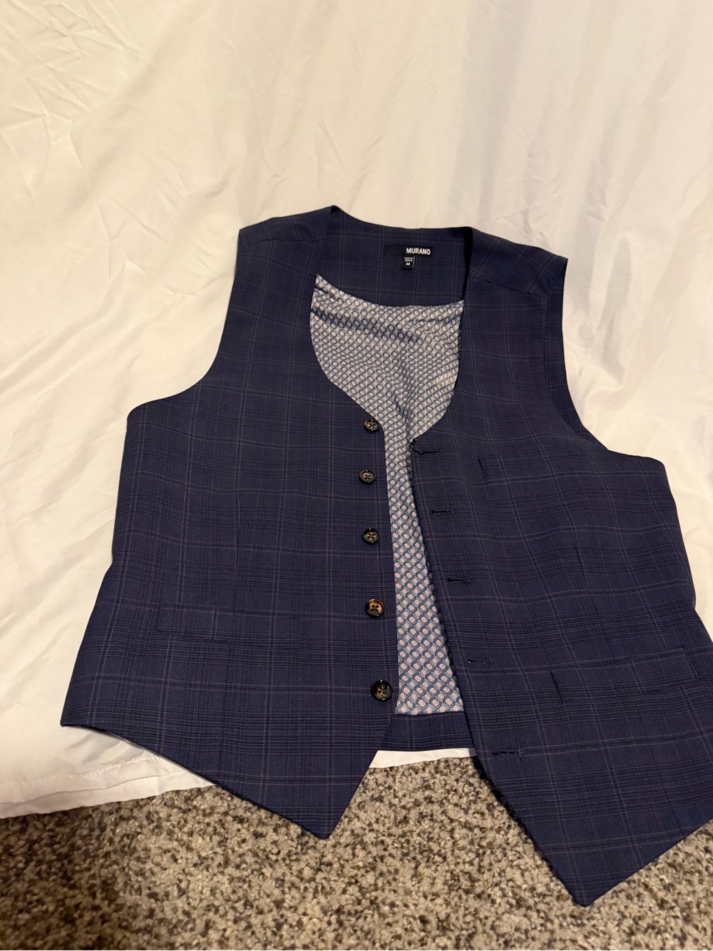 Murano Navy Plaid Men's Vest